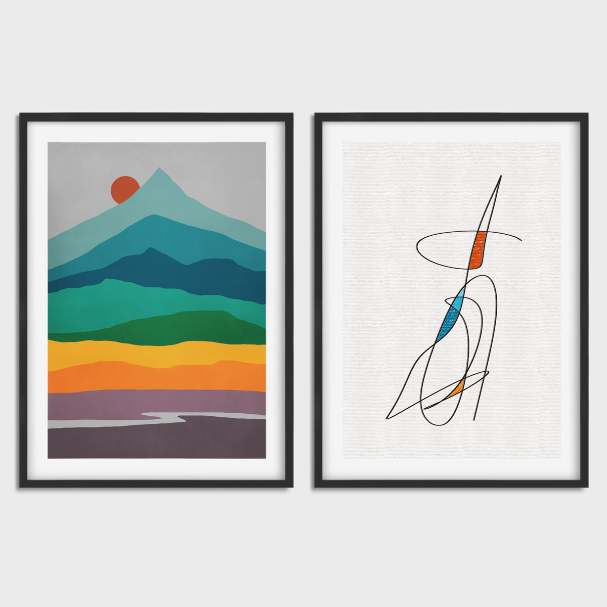 Mid Century Modern Office Art Set Hellström Prints