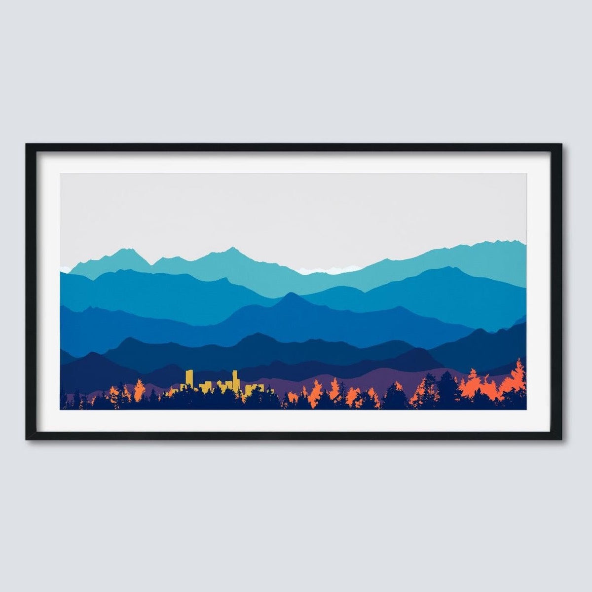Framed Panoramic Denver Art Print Hellström Prints