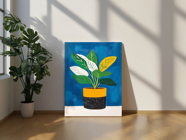Colorful Botanical Houseplant Artwork in Bold Colors.