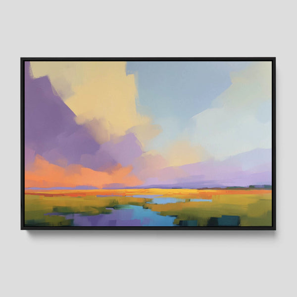Grassland Landscape Print in Pastel Colors.