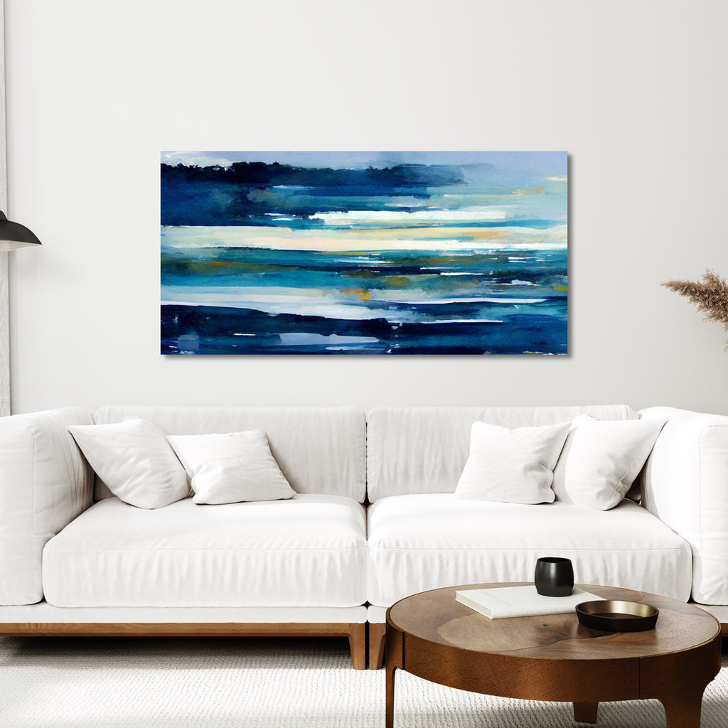 Extra large watercolor blue and white watercolor canvas art.