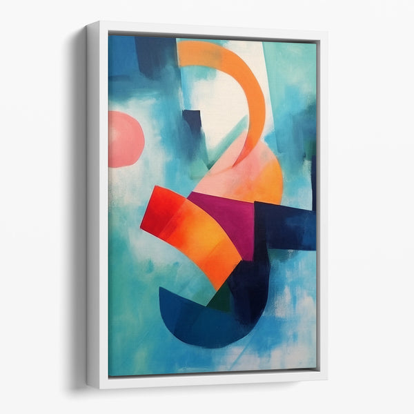 3 piece framed colorful abstract canvas art in retro style.