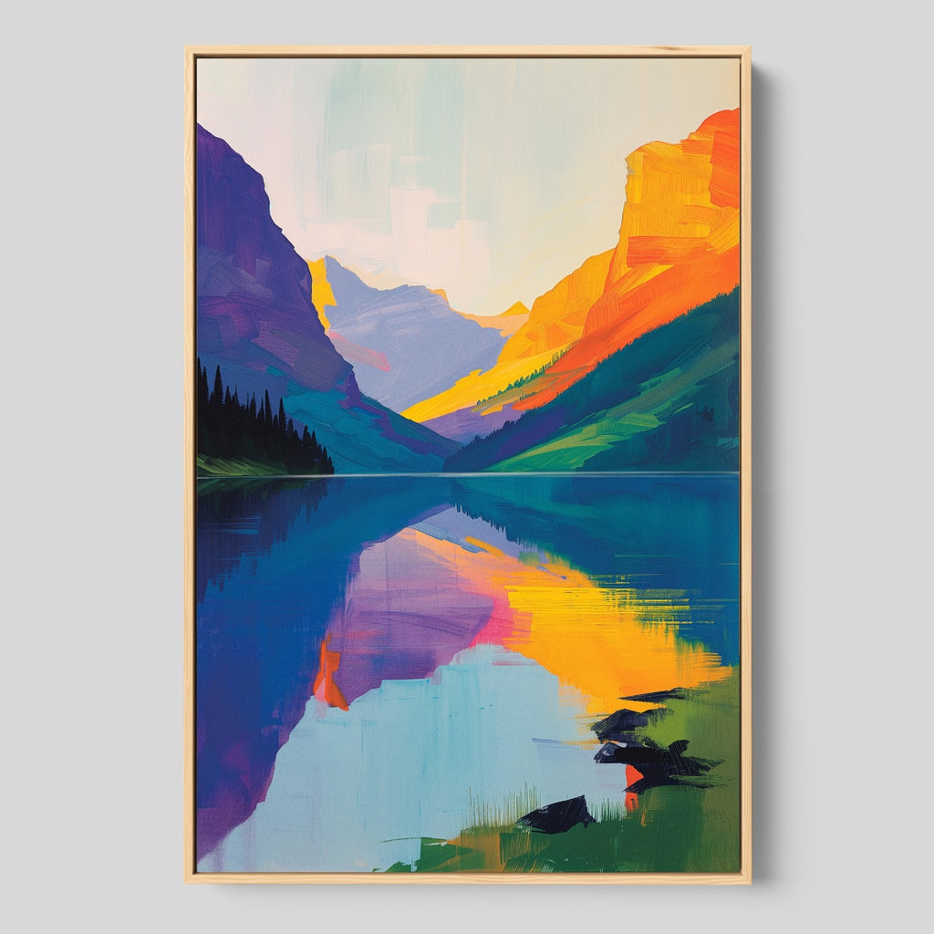 Large Colorful Nature Painting in Vivid Hues.