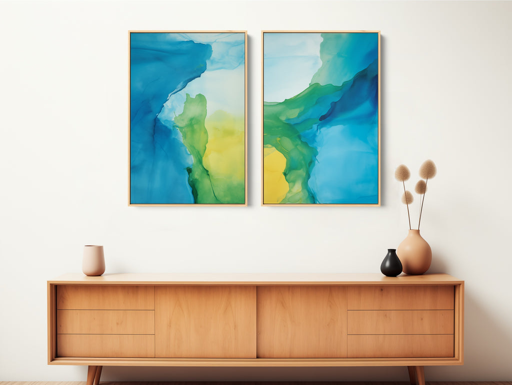 Framed Flowing Abstract Wall Art Set.