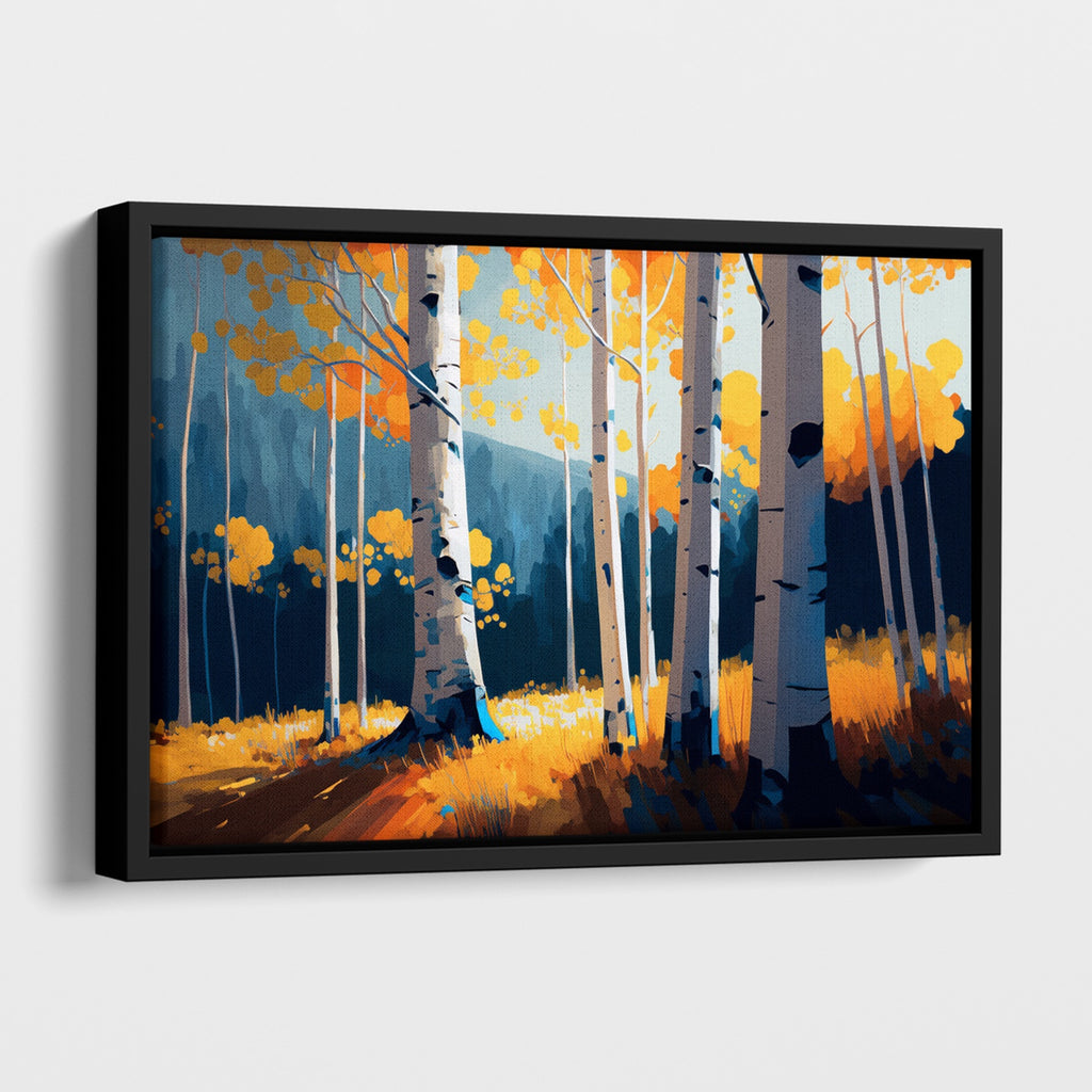 Autumn Trees Wall Decor in Blue and Gold.