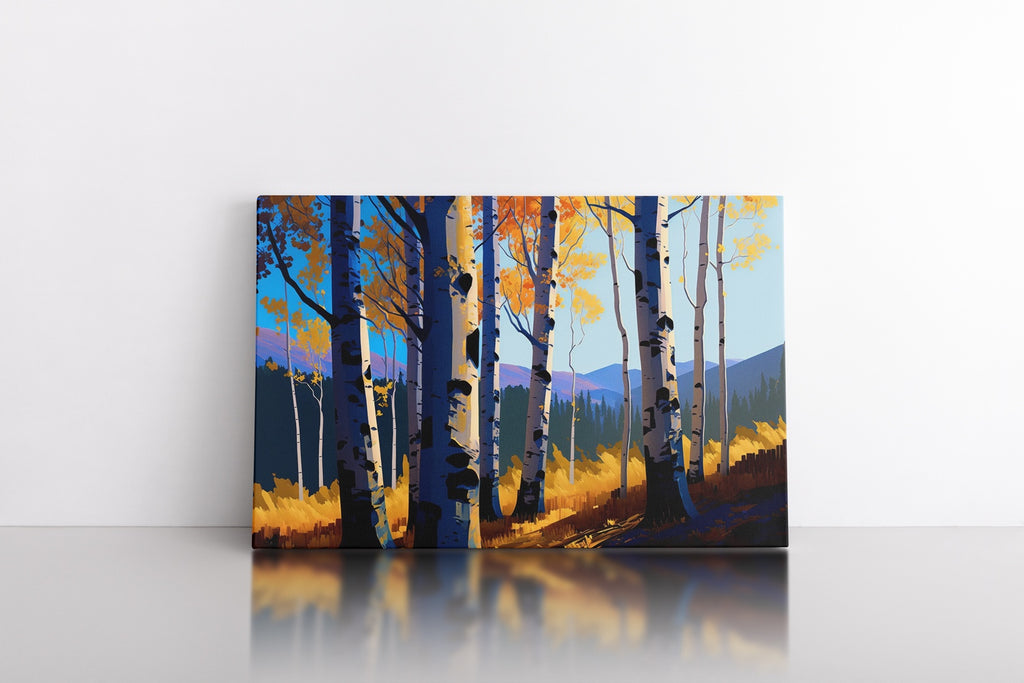 A colorful landscape wall on stretched canvas.