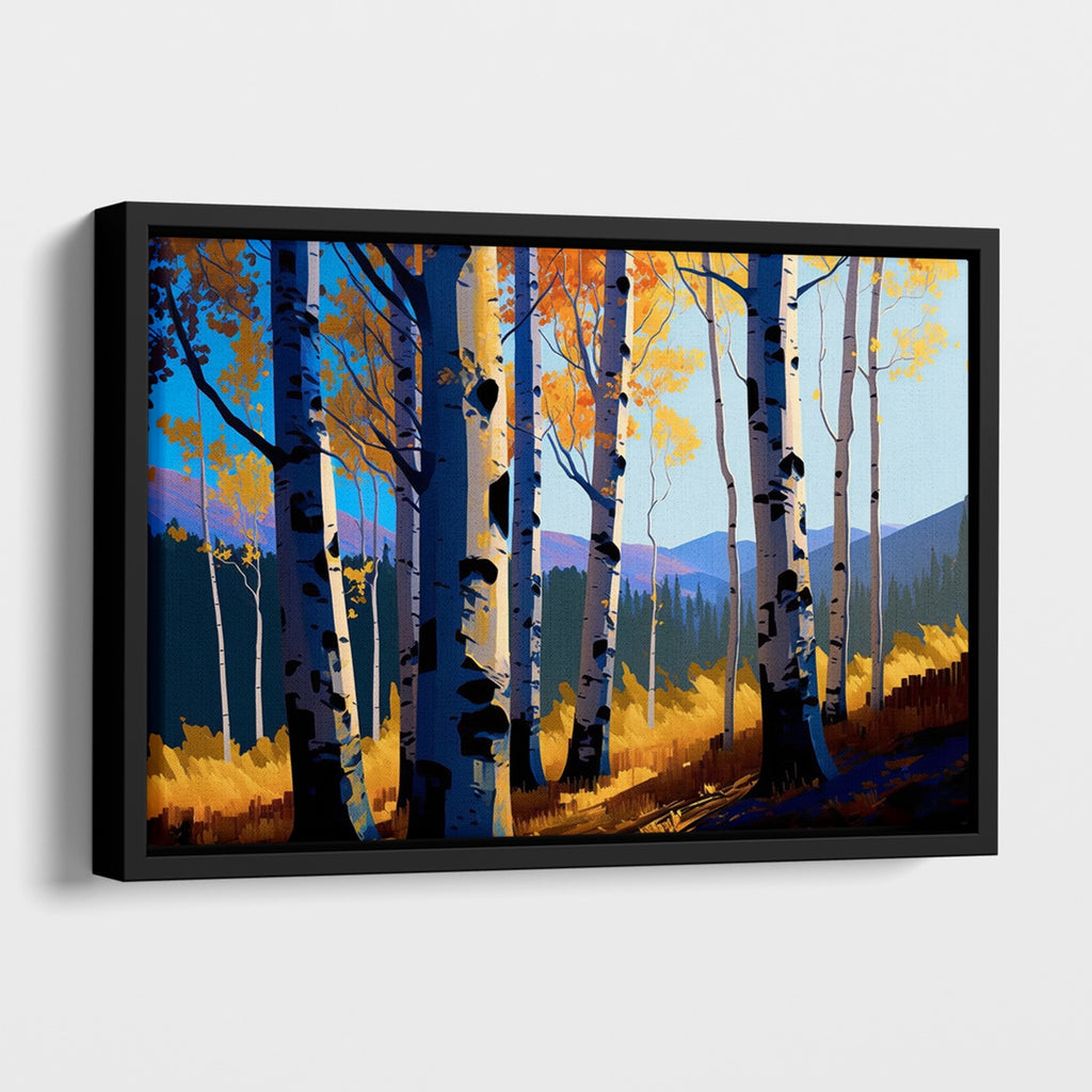 Autumn Forest Canvas Wall Decor featuring aspen in golden leaves.