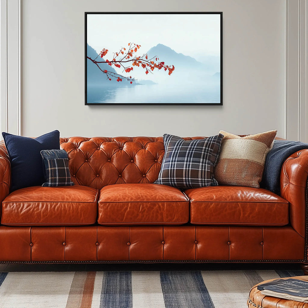 Japandi Wall Art Print in Blue and Red