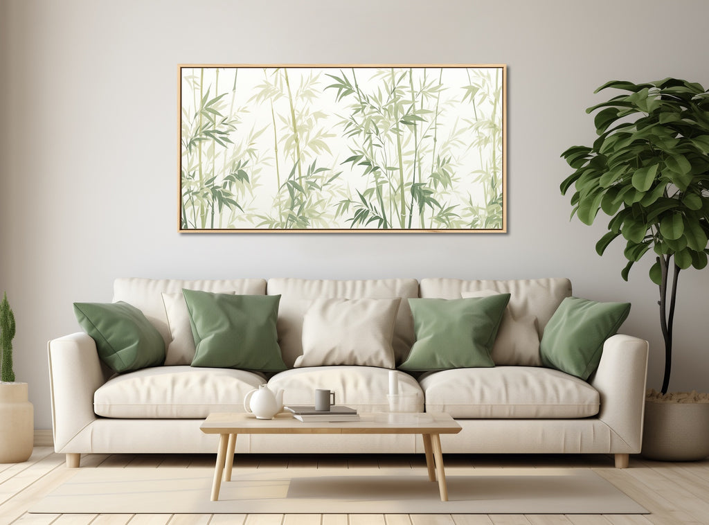 A minimalist botanical artwork in sage green. 