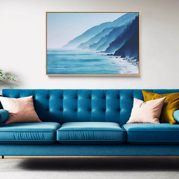 Big Sur Landscape Wall Art in Shades of Blue.
