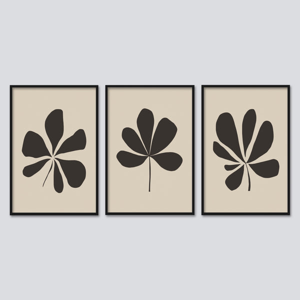 3 Piece Abstract Botanical Wall Art Set.