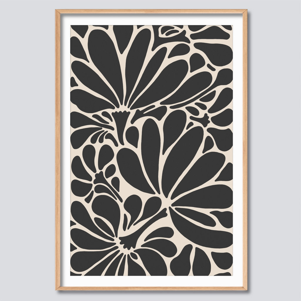 Abstract Floral Botanical Wall Art in Neutral Colors.