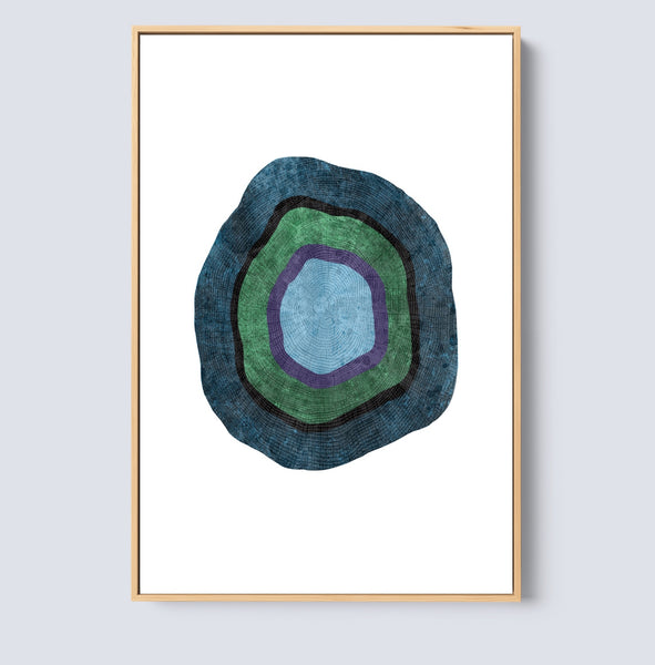 Abstract Geode Wall Art Print in Blue and Green.