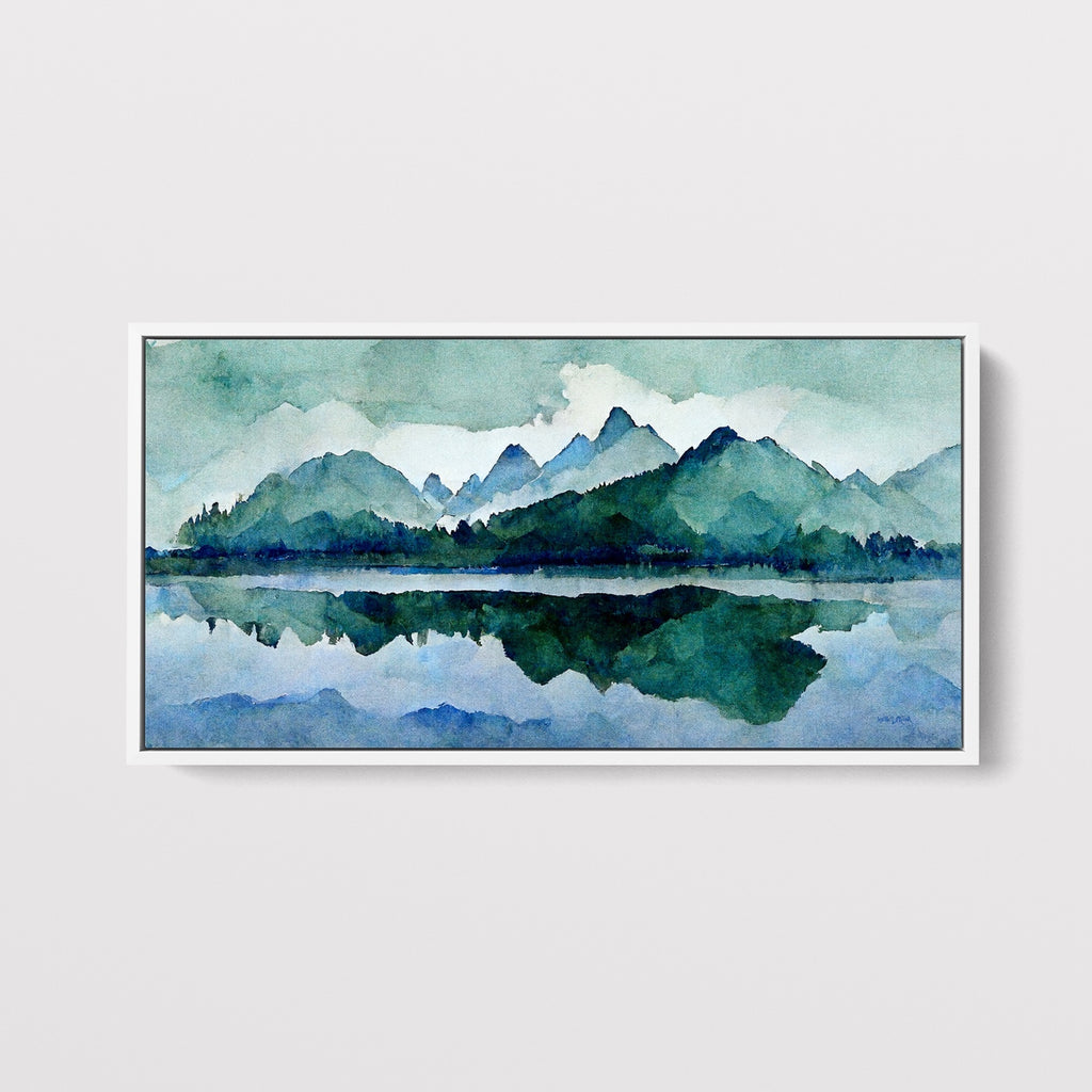 A horizontal abstract watercolor nature canvas wall art.
