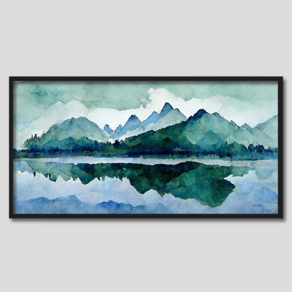 Abstract  Mountain Artwork in Blue and Green.