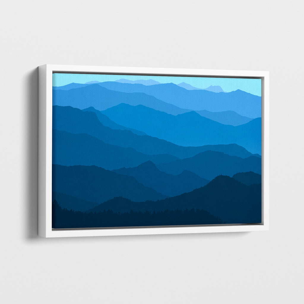 Blue Ridge Mountains Landscape Art in Shades of Blue.