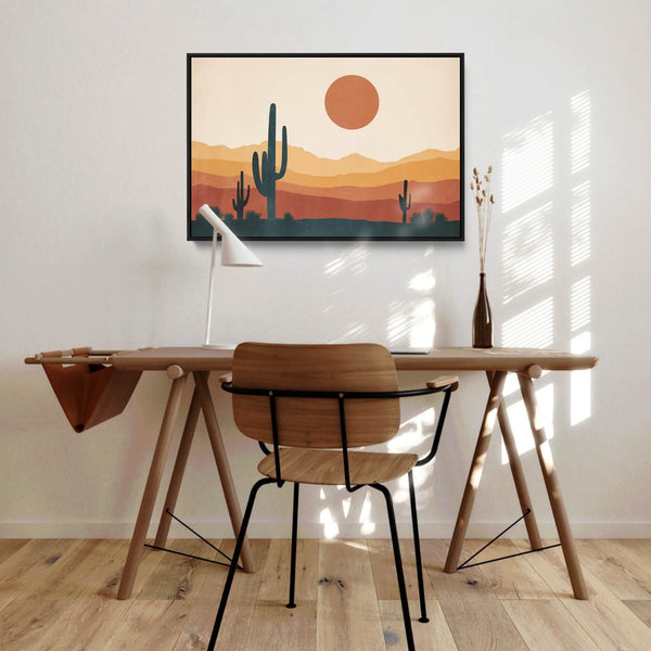 A Retro Cactus Landscape Wall Art.
