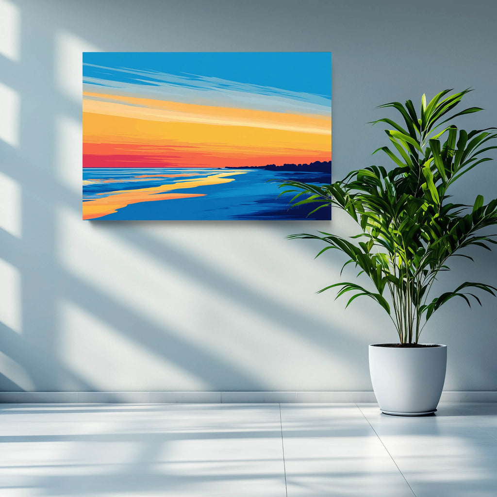 A minimalist nature print blending bold hues with clean, modern design.