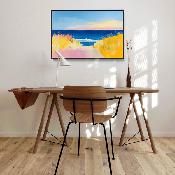 A horizontal abstract coastal wall decor.