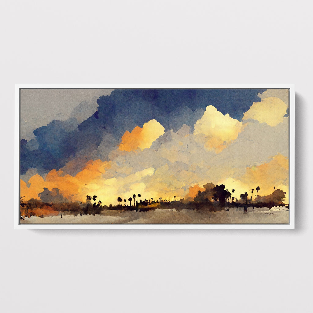 Large Abstract California Beach Painting in Gold and Blue