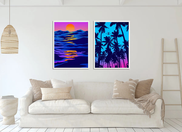 A set of two 80's modern art prints.