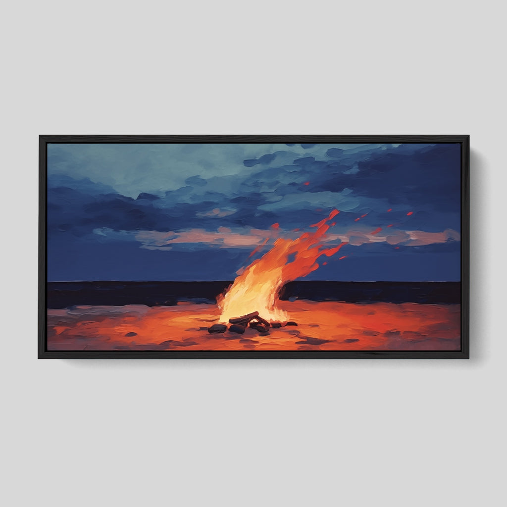 Extra Large Campfire On The Beach Artwork.