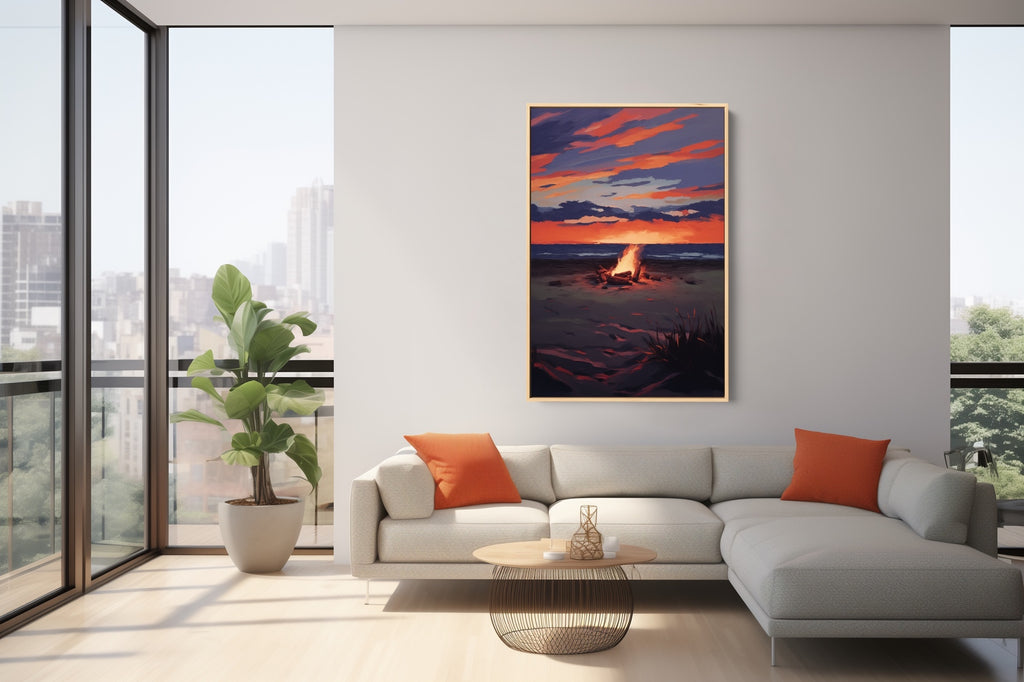 A large beach sunset landscape wall art.