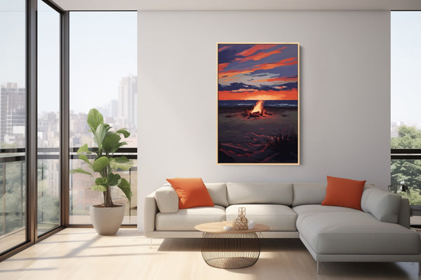 A large beach sunset landscape wall art.