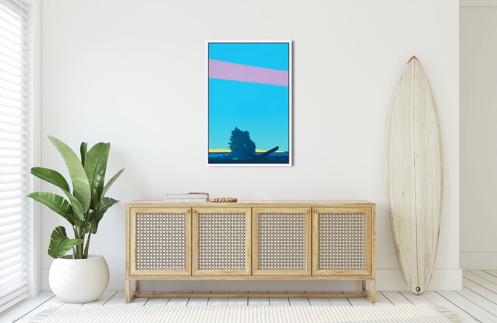 A vibrant vertical coastal landscape art print.