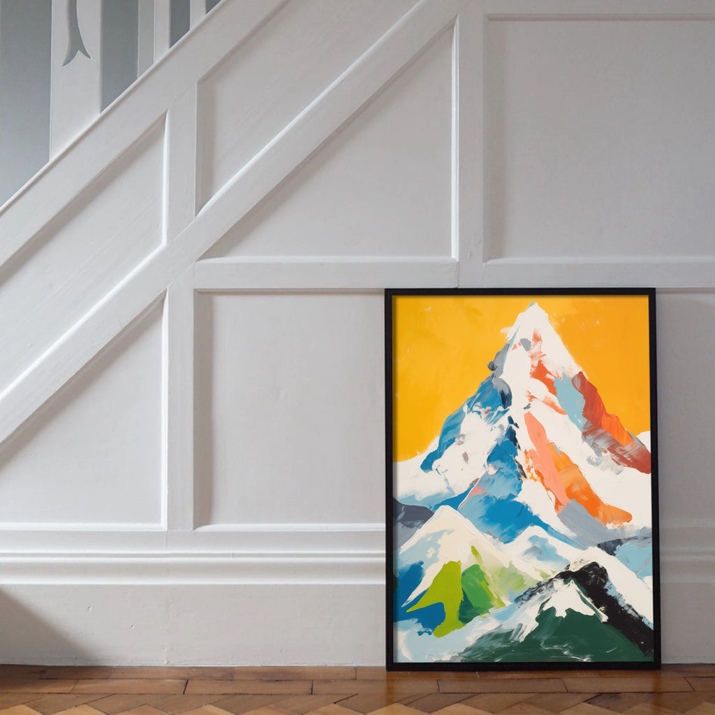 A 2 piece colorful mountain wall art set for living room.