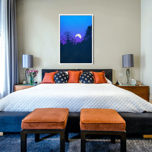 Fireflies light up the night in this Moon Canvas Art.