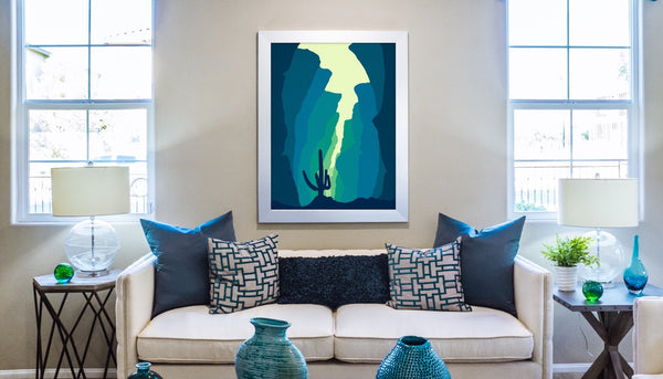 Minimalist Saguaro Cactus Southwestern Artwork.