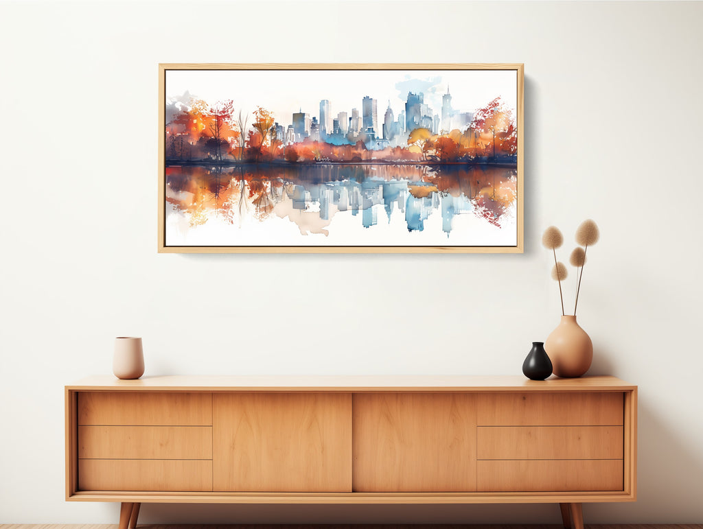 An extra large abstract urban landscape featuring Central Park, New York City.