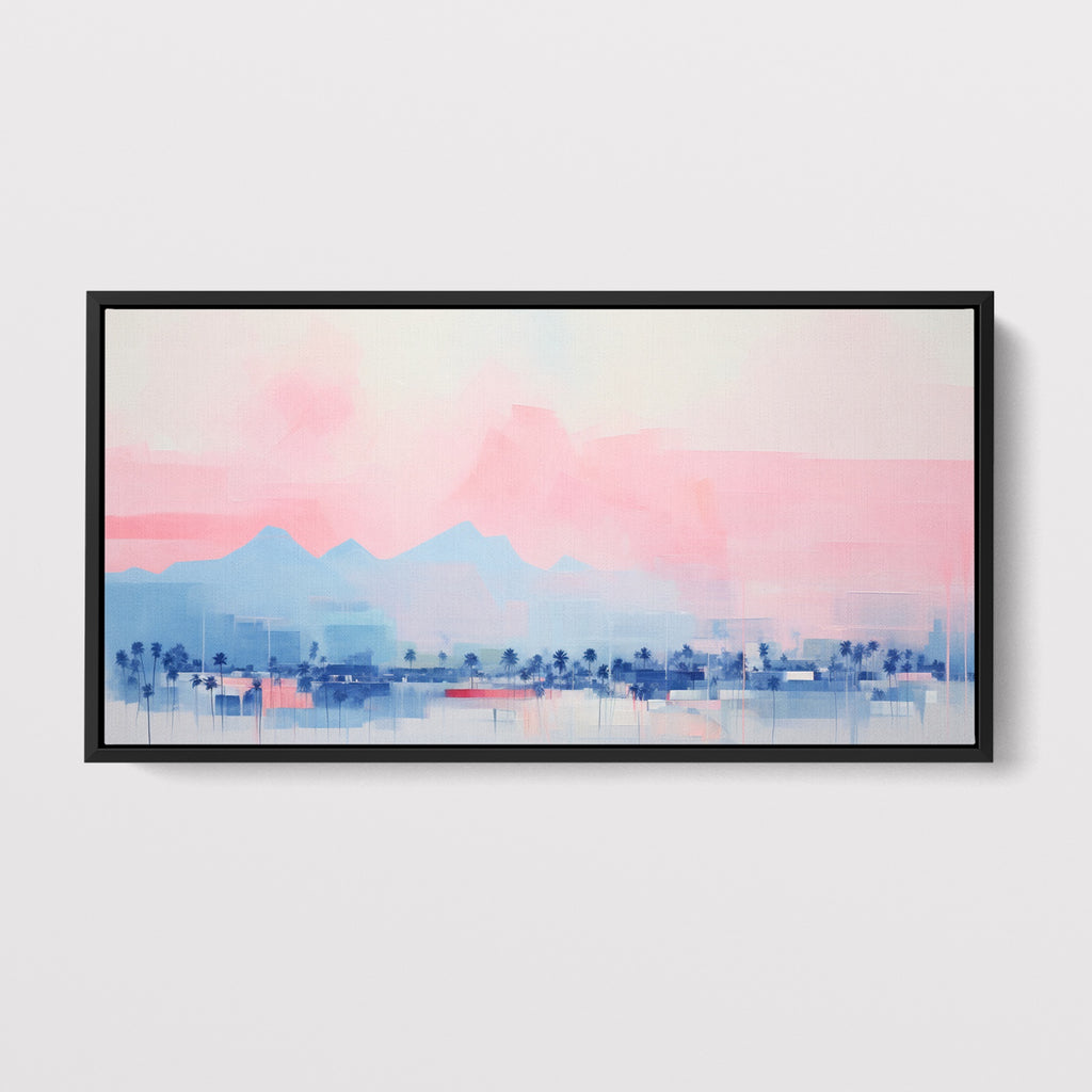 Coastal California Artwork in Pink and Blue.
