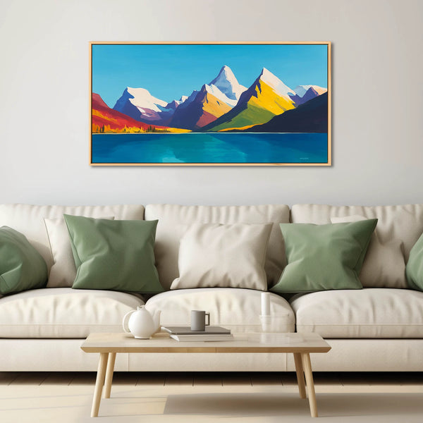 A minimal landscape canvas art in old colors.