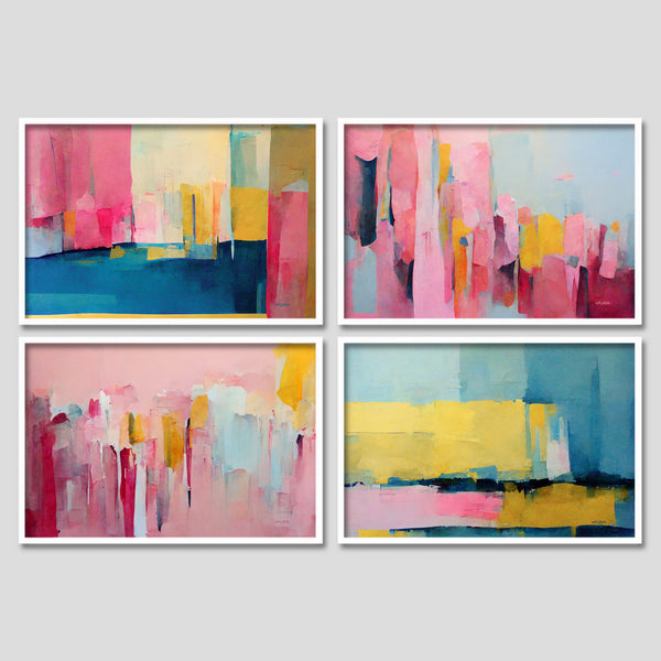 4 Piece Modern Abstract Wall Art Set.
