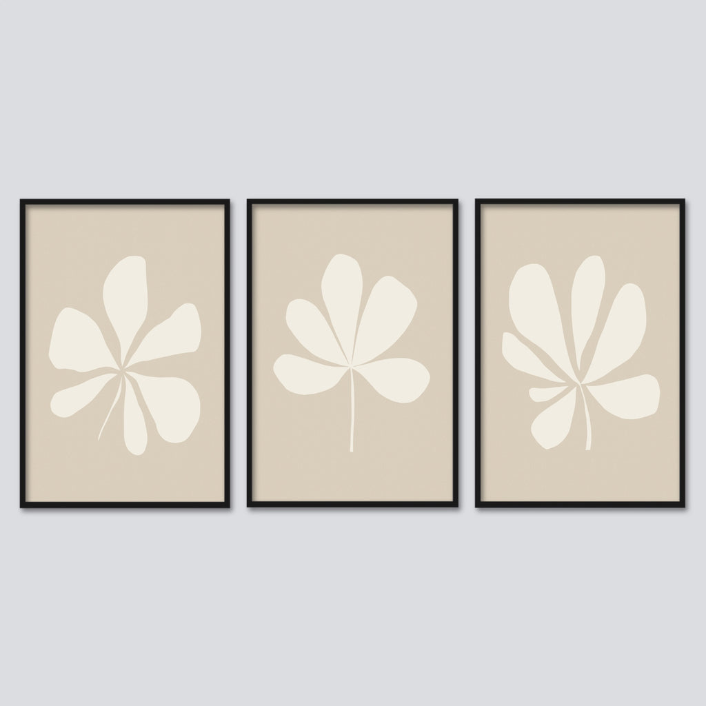 A framed abstract botanical canvas art.
