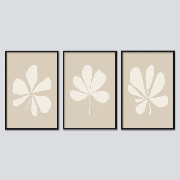 A framed abstract botanical canvas art.