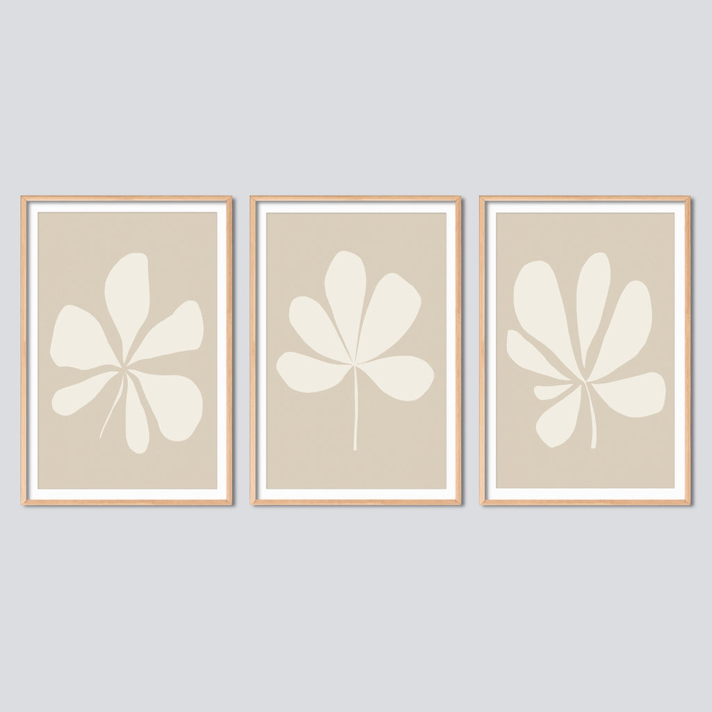 Neutral Floral Farmhouse Wall Art Set.