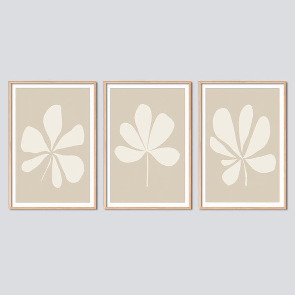 Neutral Floral Farmhouse Wall Art Set.