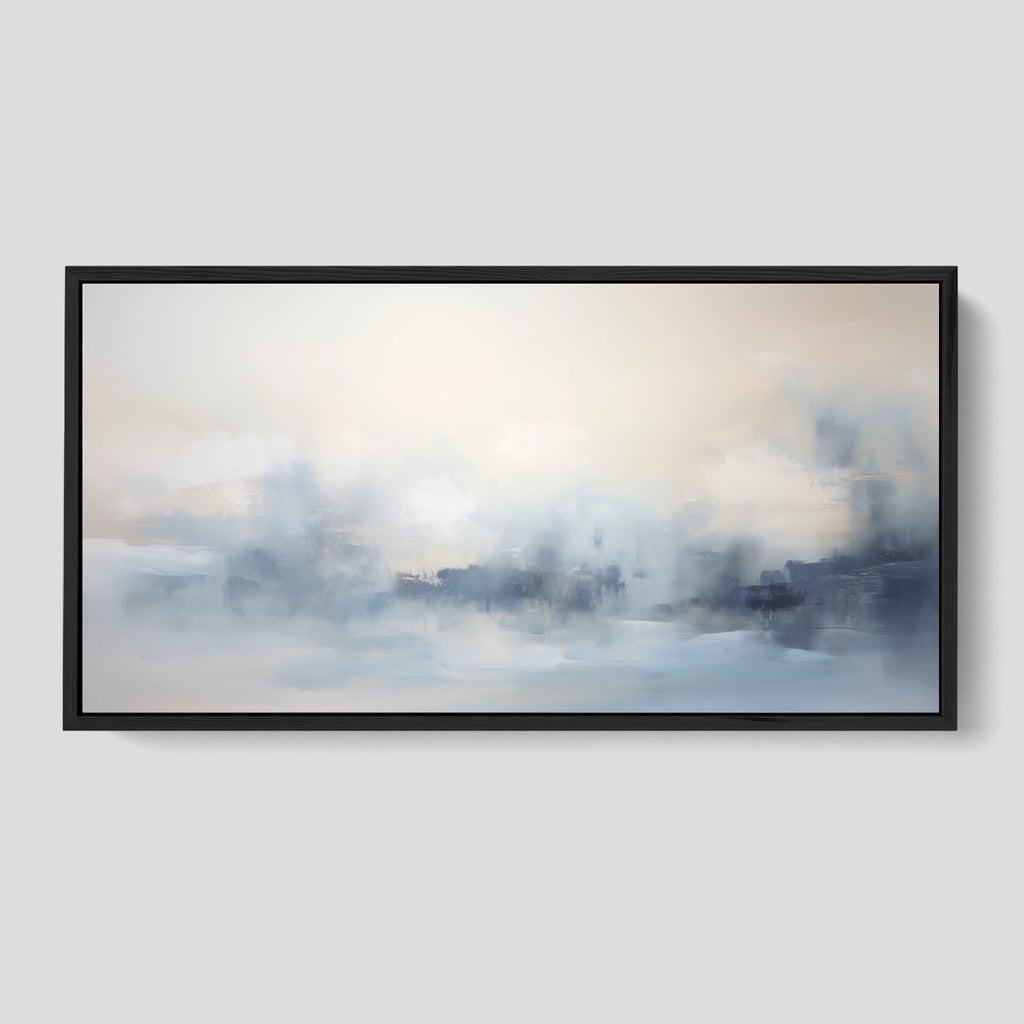 Minimalist Blue Abstract Wall Art print with frame.