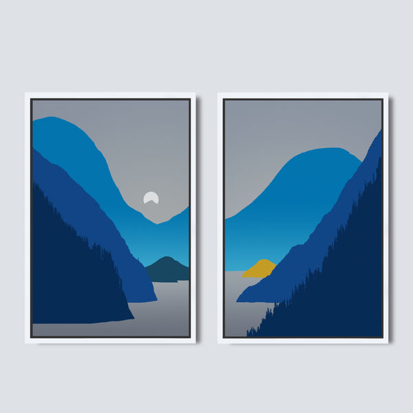 2 Piece Lake Home Decor Set in Blue and Gray.