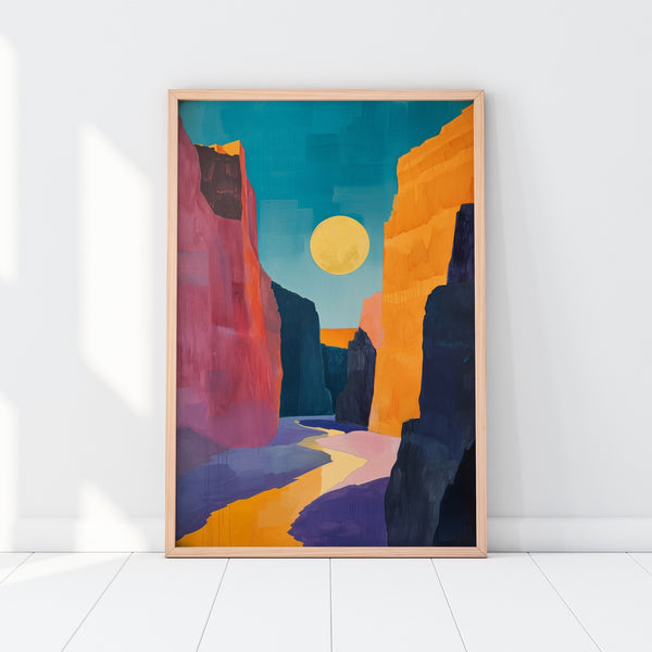 A Large Southwestern Desert Canvas Landscape Print in vibrant hues.