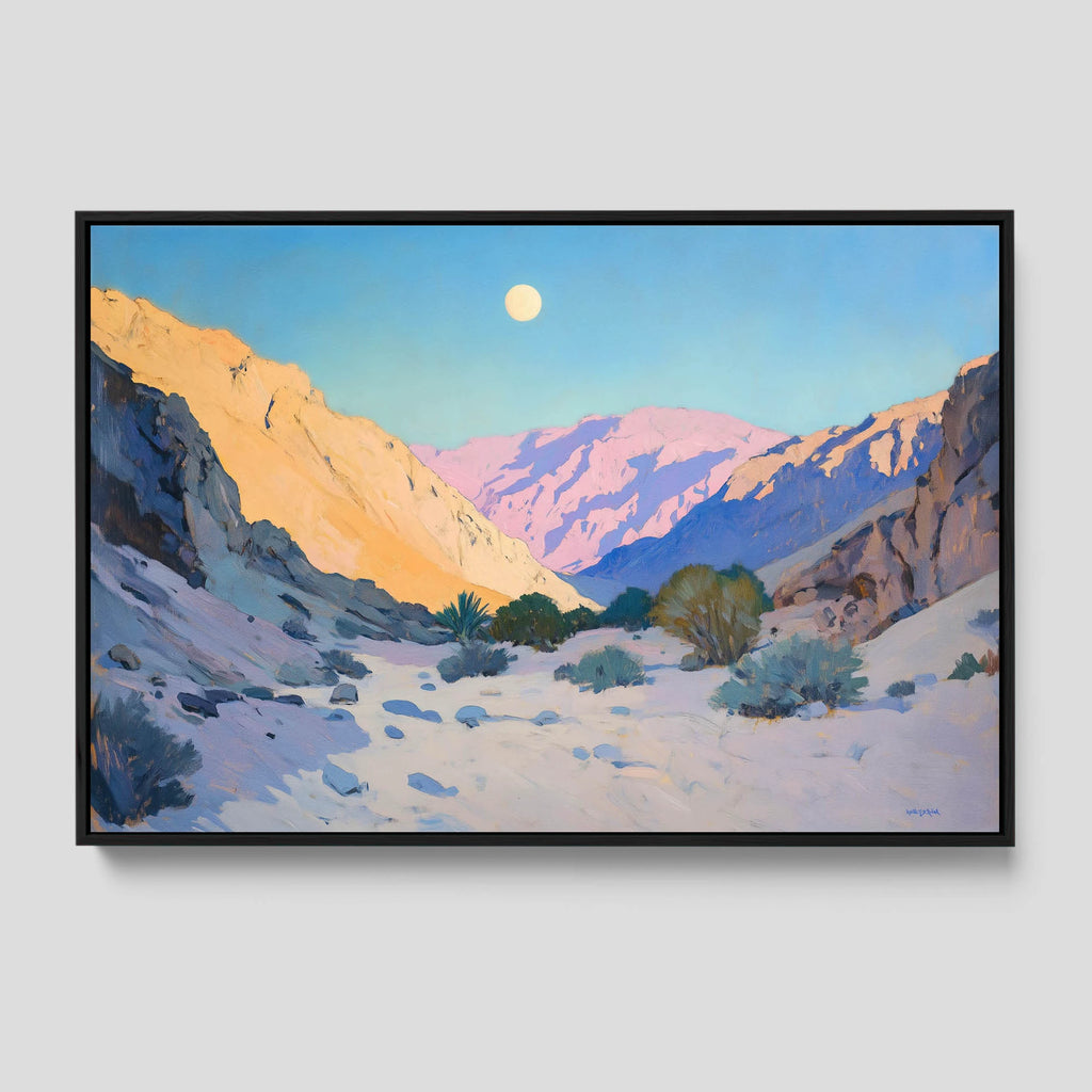 A horizontal southwestern artwork in soft pastel hues.