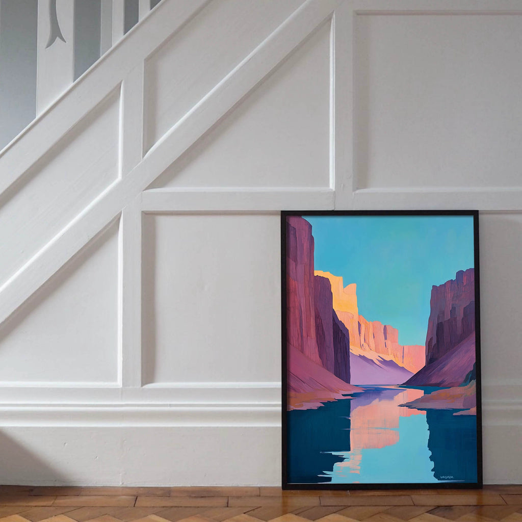 A retro-inspired desert landscape print.