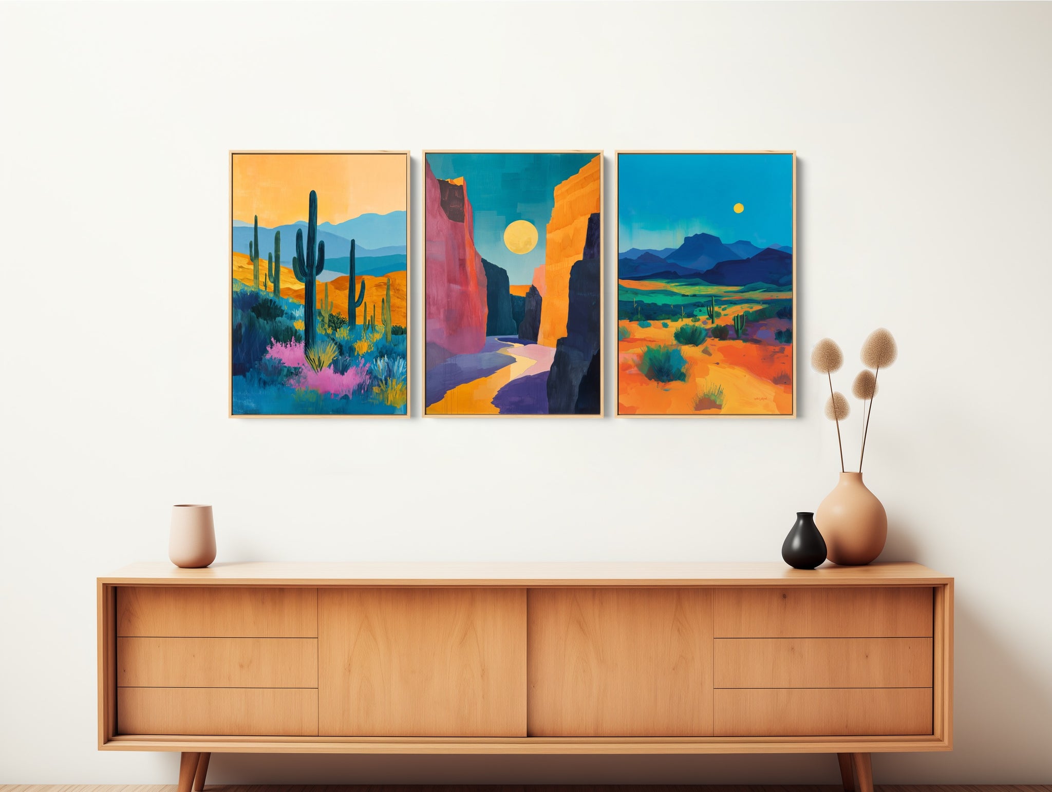 Mid Century Modern Wall Art Set Of Desert Prints – Hellström Prints