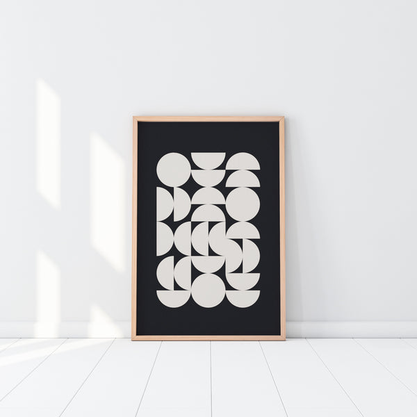 A vertical minimalist geometric abstract canvas art.