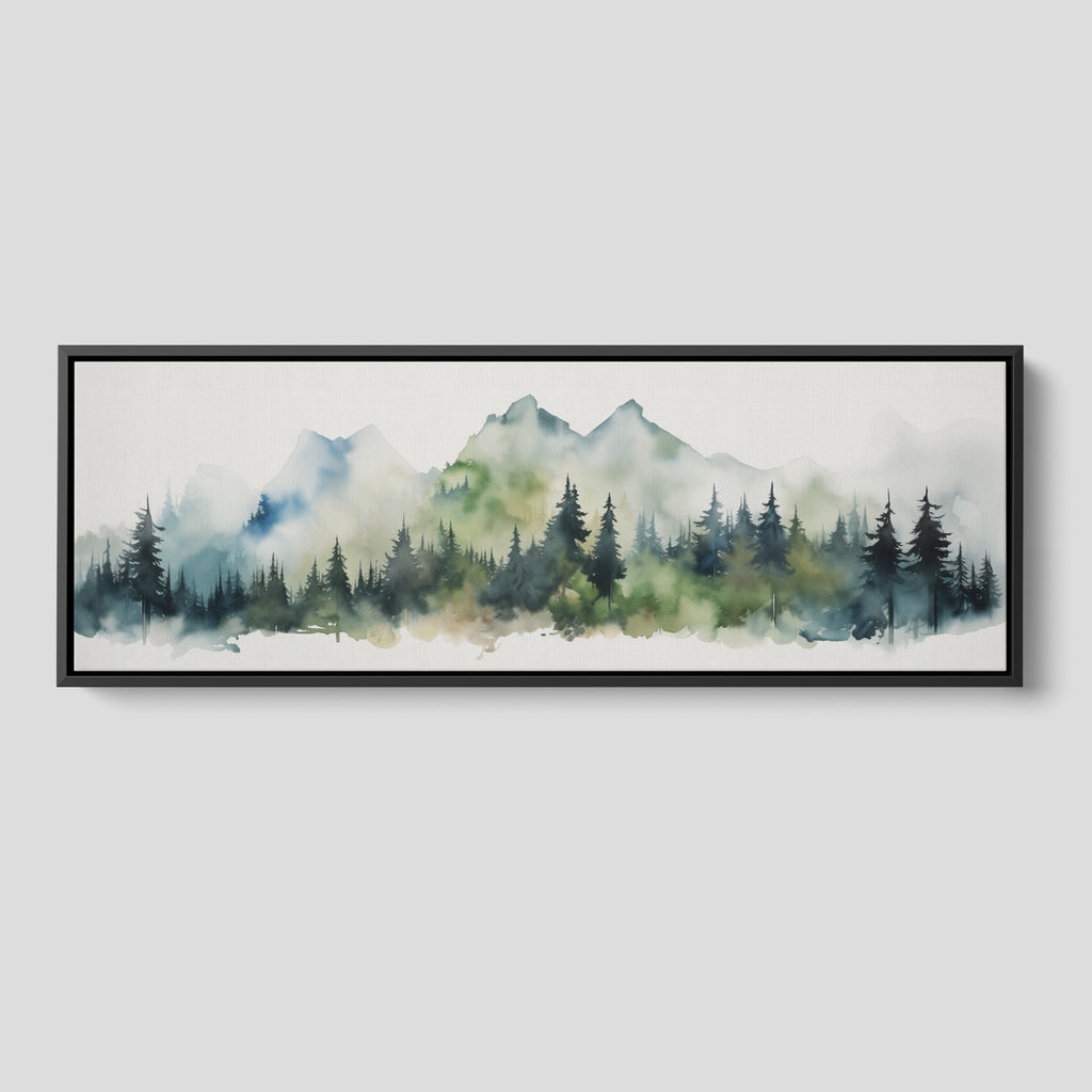 An extra large modern watercolor wall art in emerald green.
