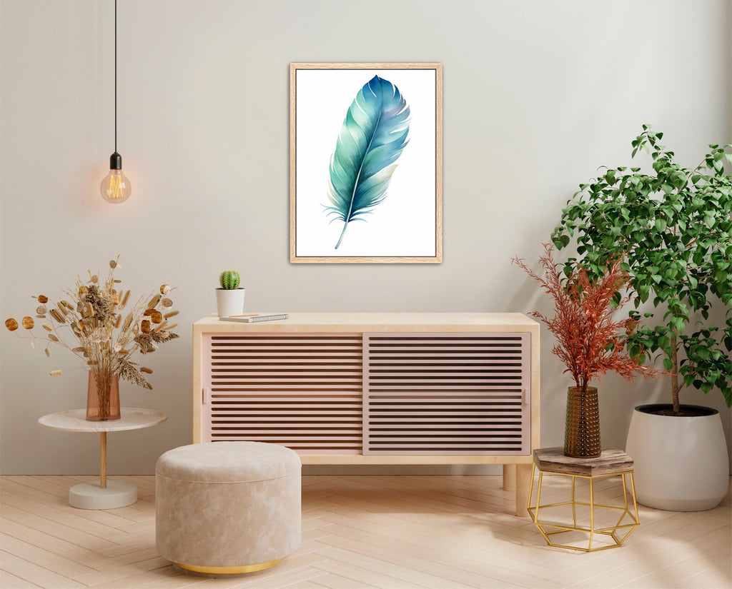A boho inspired feather art print on fine art paper or canvas, framed or unframed. 