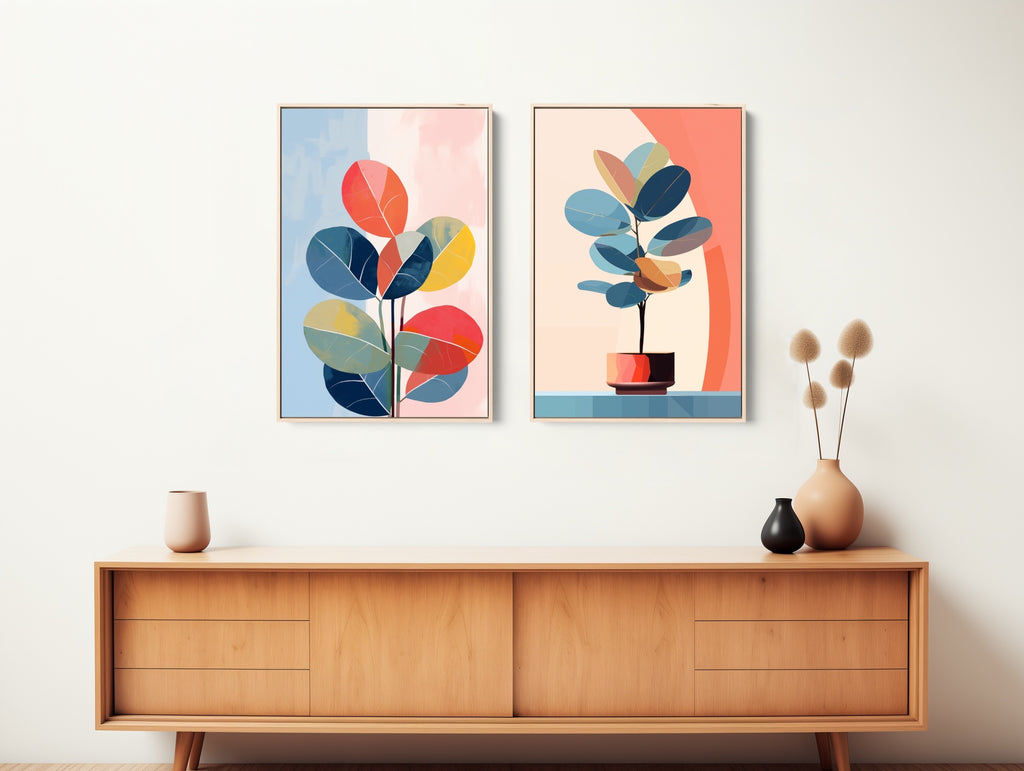A set of two ficus wall art prints on fine art paper or canvas, framed or unframed.